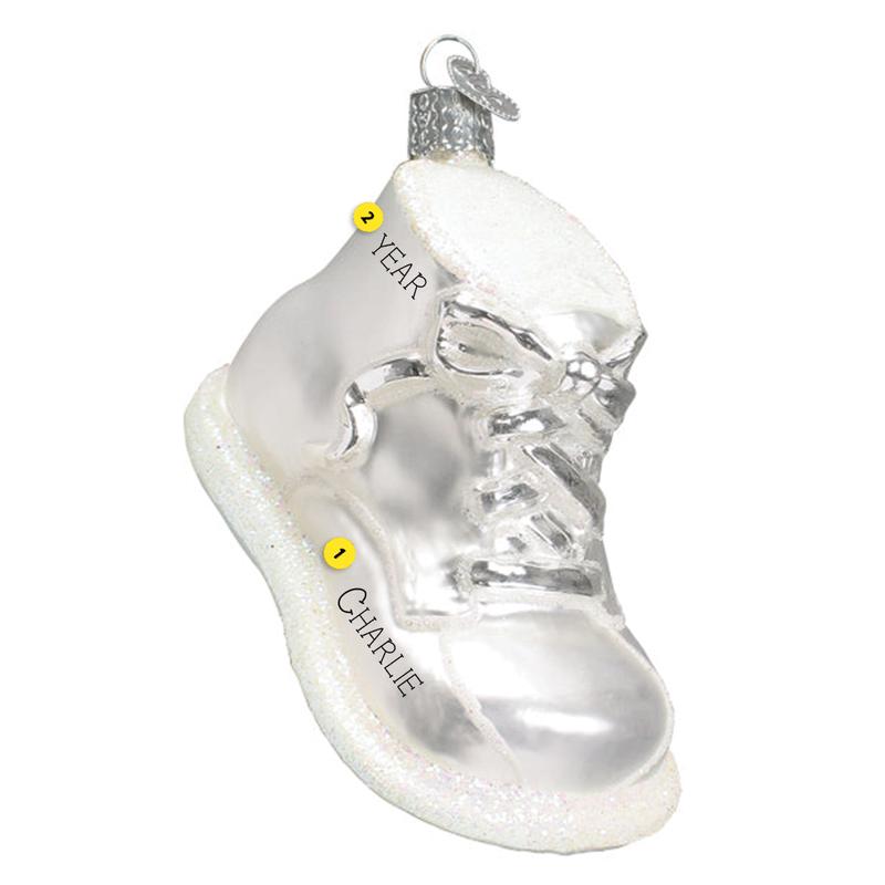 White, Baby Shoe Ornament - Old World Christmas