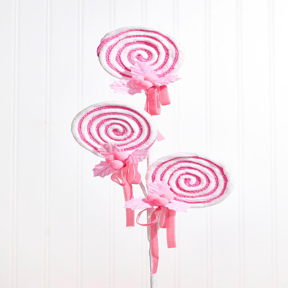 24 Pink Lollipop Spray  Whimsical Candy-Inspired Holiday Accent