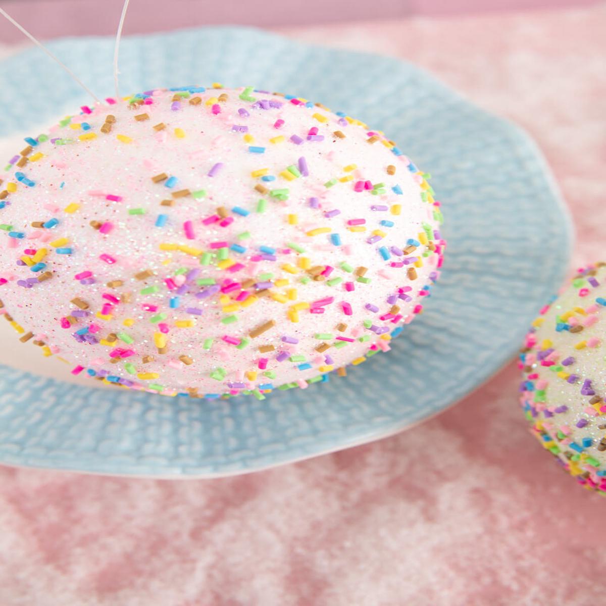 4 Pink Sprinkle Ball Ornament  Sweet Holiday Decorative Accent