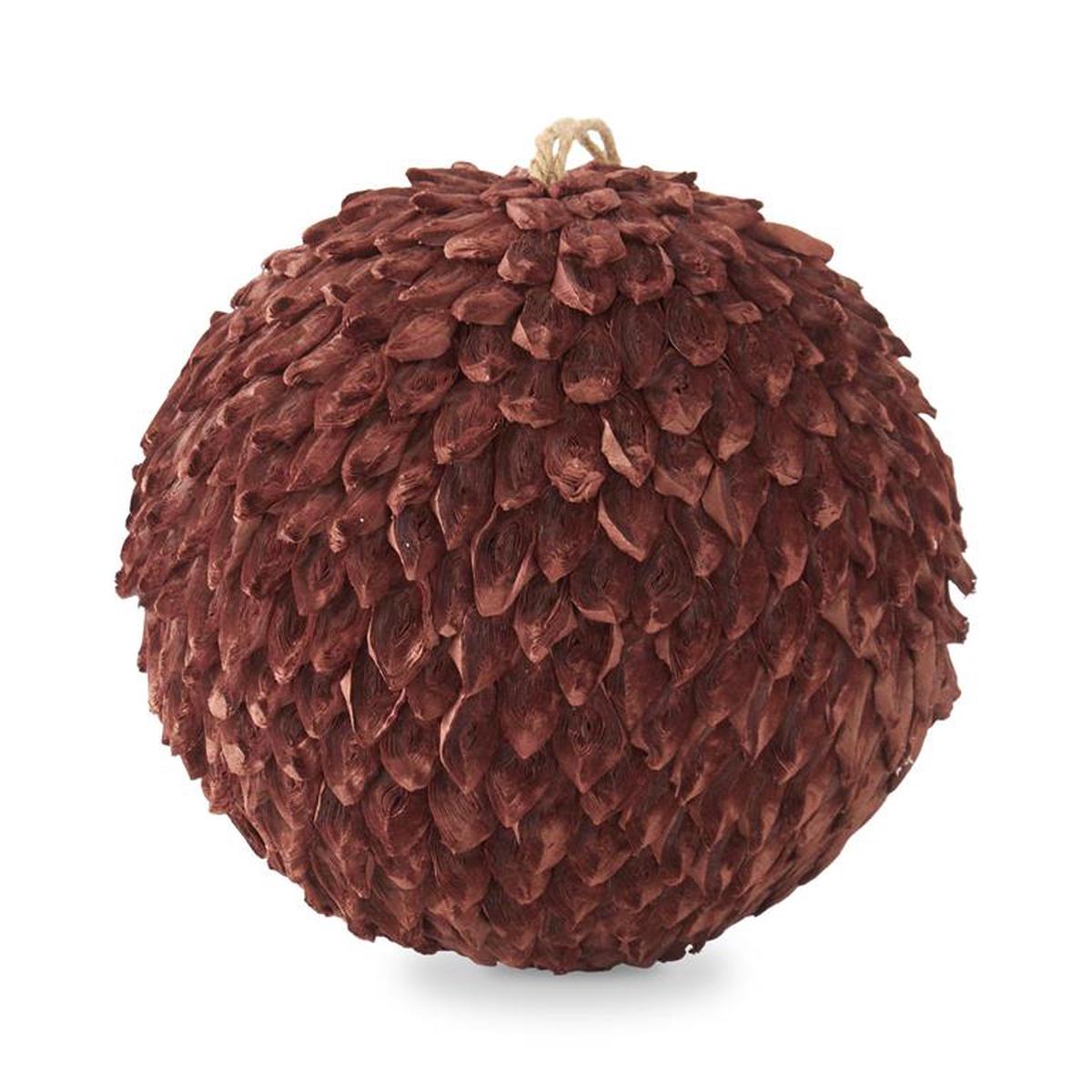 8 INCH BURGUNDY PETAL LEAF BALL ORNAMENT