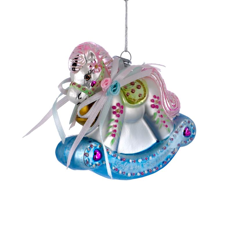 Baby's 1st Christmas Glass Rocking Horse Ornament