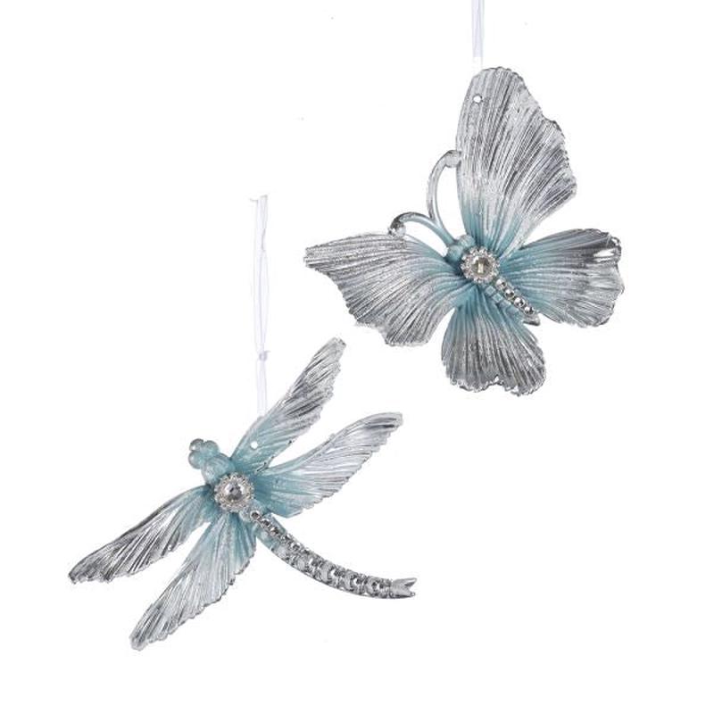 Blue and Silver Butterfly or Dragonfly Ornament