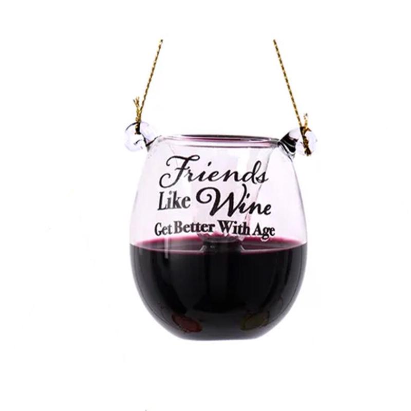 "Friends Like Wine Get Better With Age" Wine Glass Ornament