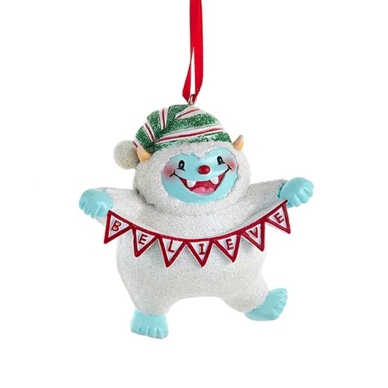 Yeti with Believe Banner Ornament