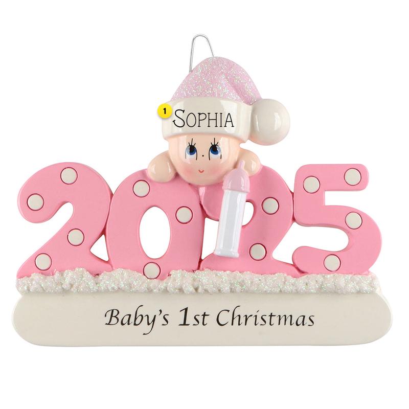 2025 Dated Baby Girl's 1st Christmas Ornament