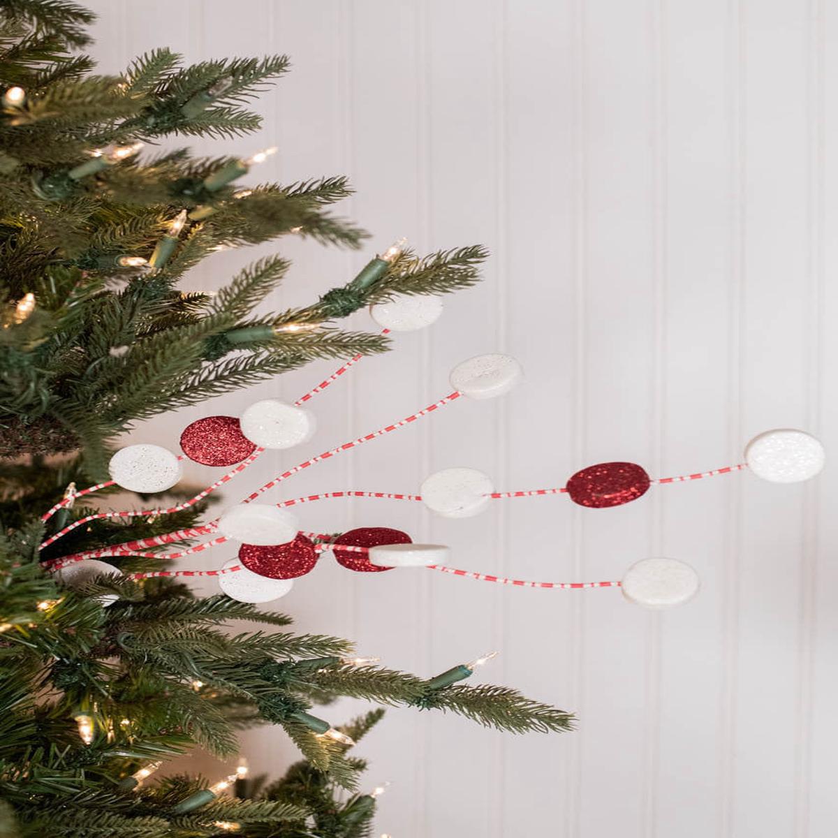 31 Glitter Candy Disk Peppermint Spray  Festive Holiday Decorative Stem