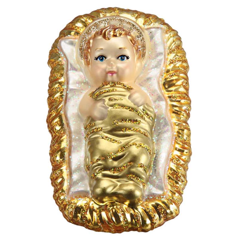 Baby Jesus In Manger Ornament - Old World Christmas