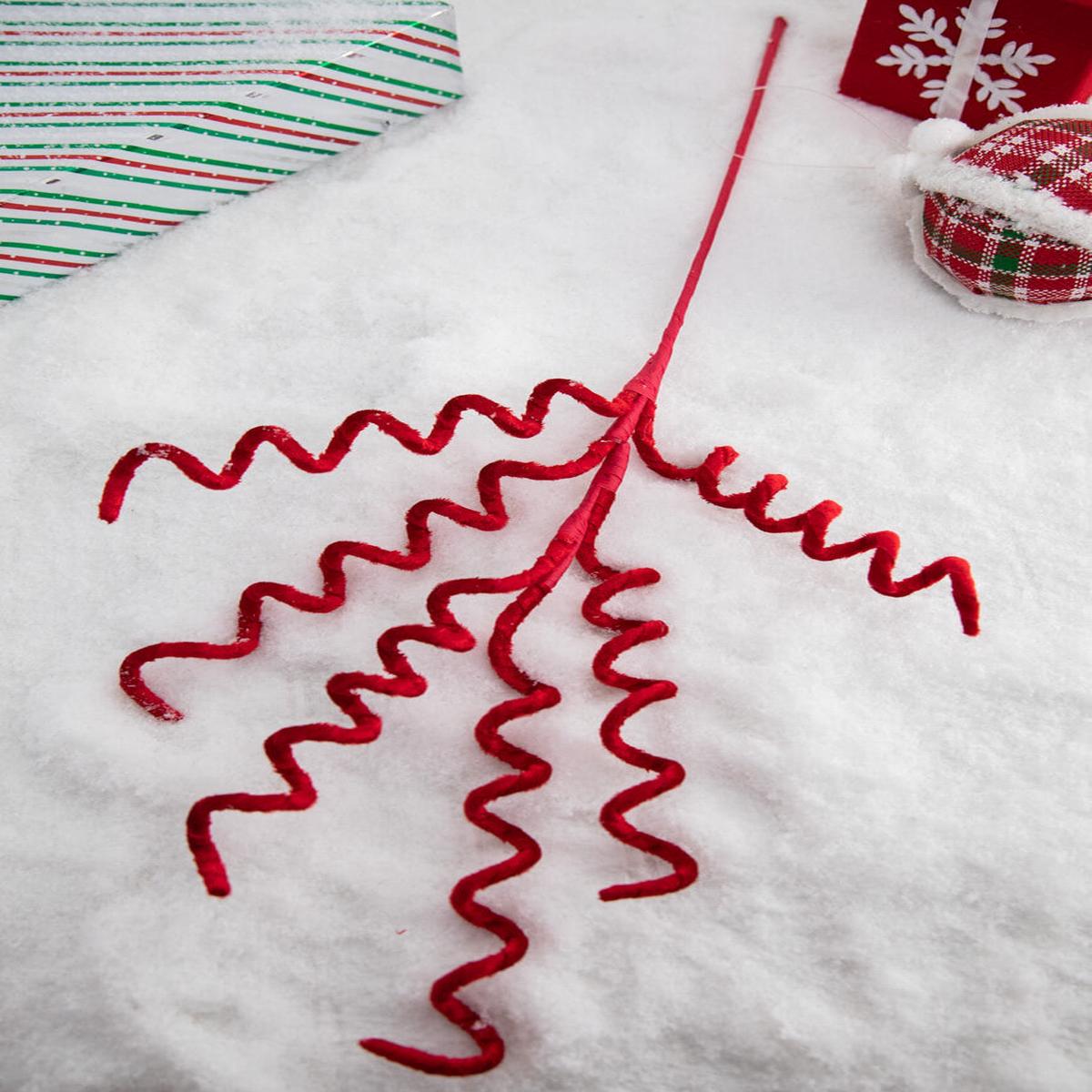 25 Red Velvet Curly Spray  Whimsical Gingerbread Holiday Stem