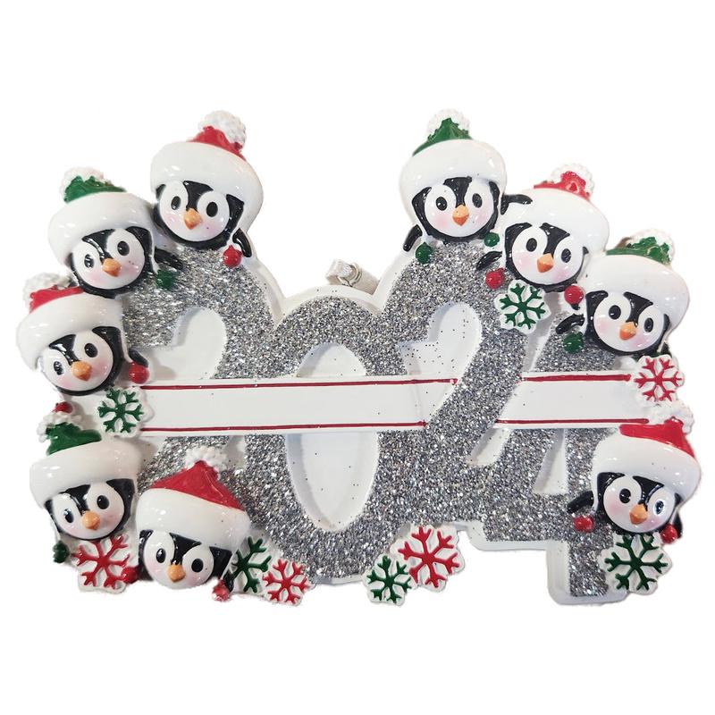 2024 Penguin Family of 9 Ornament