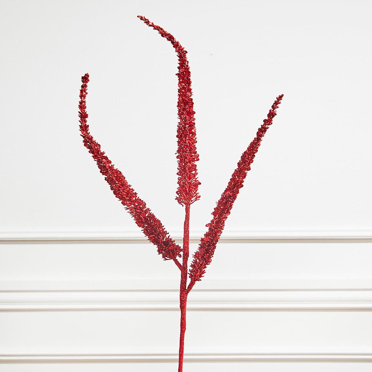 34 Triple Glitter Sequin Christmas Spray  Red Festive Decorative Stem