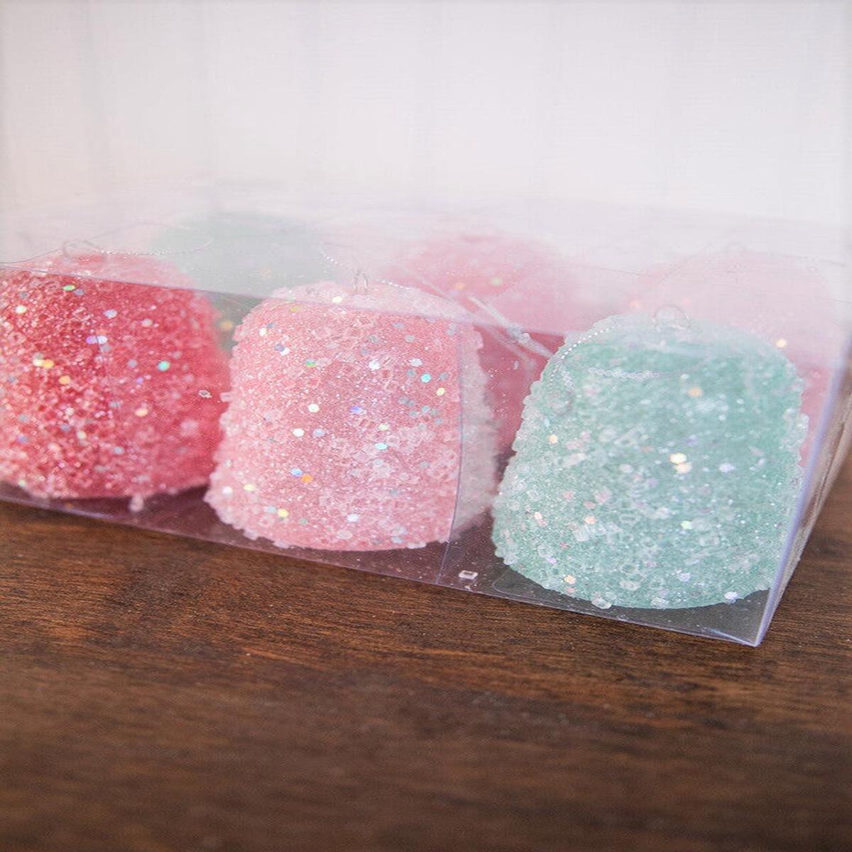 4 Inch Ice Gumdrop Ornaments Set of 6 Sparkling Candy Christmas Tree Decorations Holiday Sweet Shoppe Decor