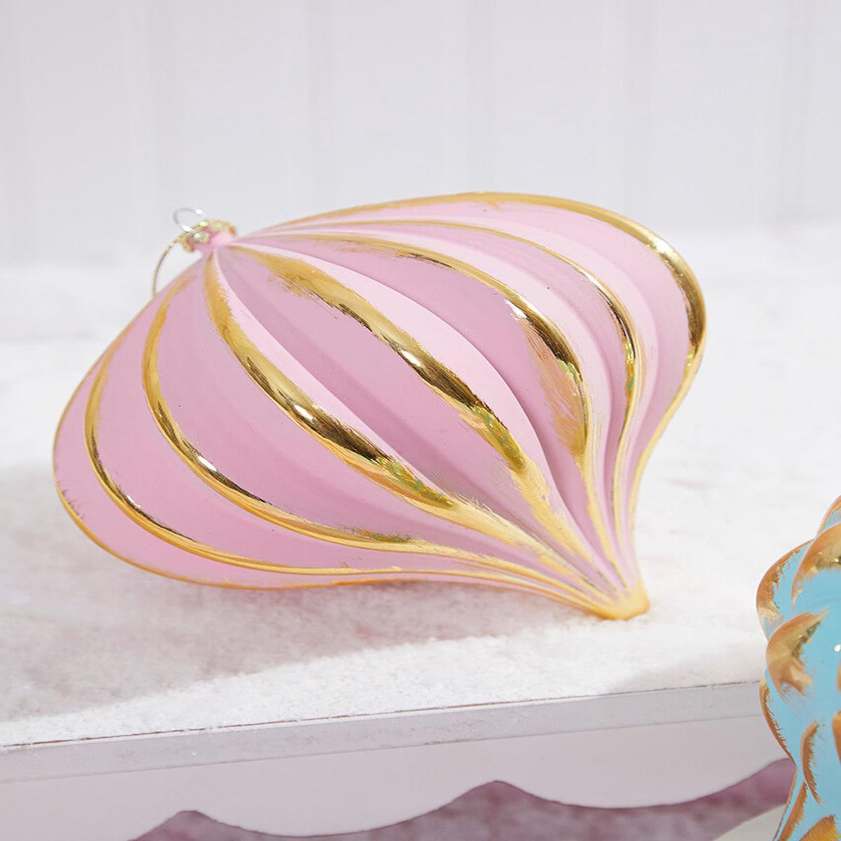 6" Pink Gold Onion Ornament Elegant Holiday Decorative Hanging Ornament