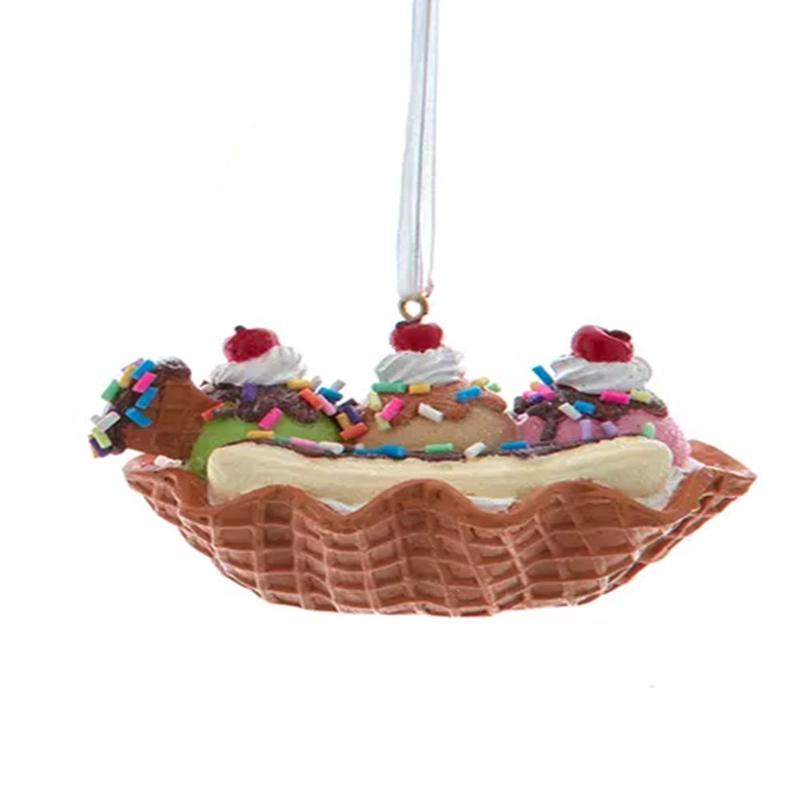 Banana Split Waffle Cone Sundae Ornament