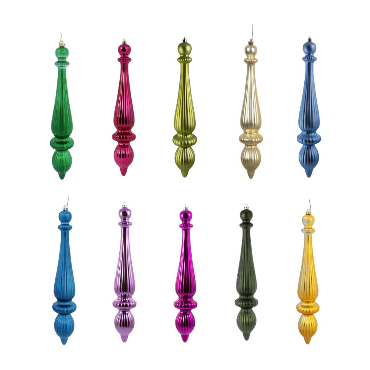 14" -- Matte & Shiny -- Finial Drop Ornaments --  Various Colors -- 2 Pack by Vickerman