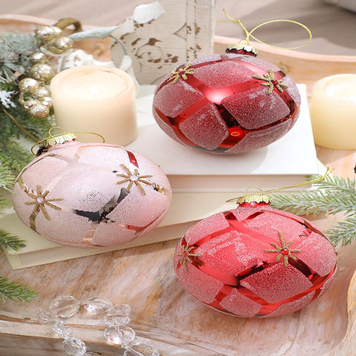 4" Glass Diamond Ball Ornament