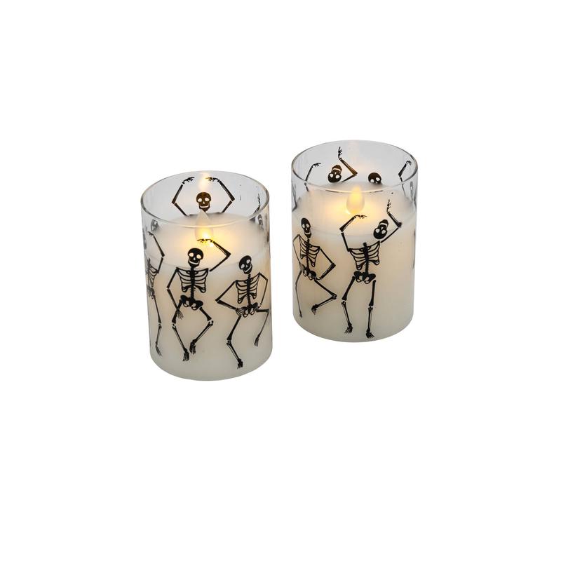 Battery Operated LED Glass Candle - Graveyard Dance