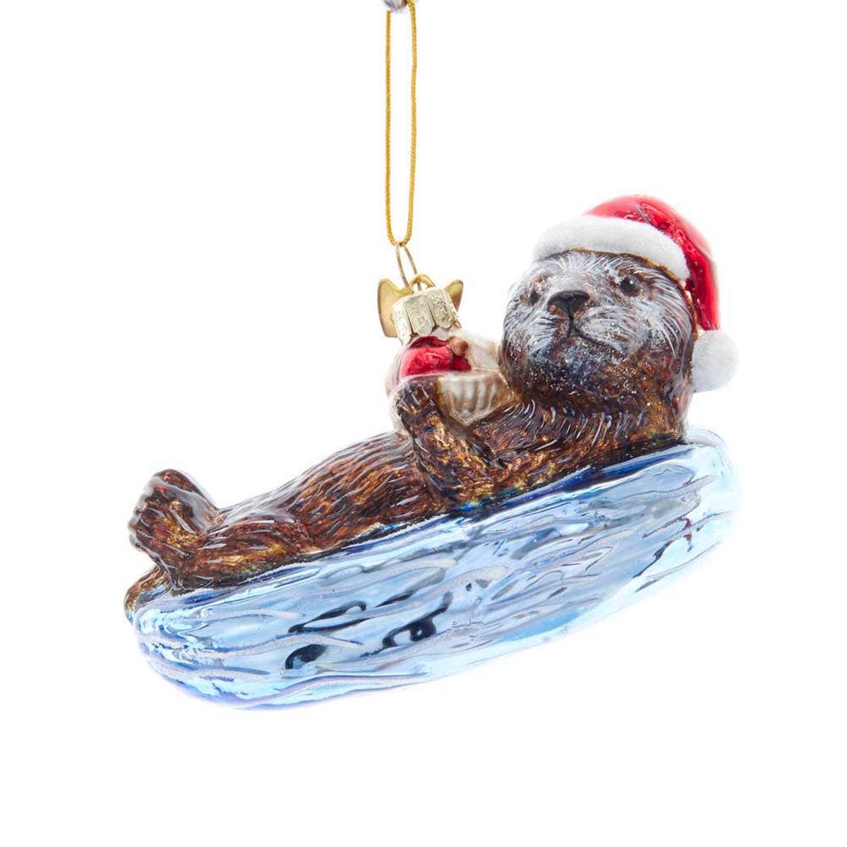 4"NOBLE GEMS GLASS SEA OTTER ORNAMENT