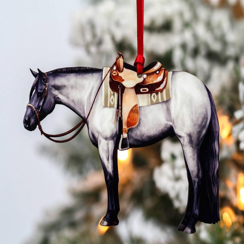 Blue Roan Western Quarter Horse Ornament by Classy Equine