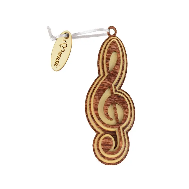 'I Love Music' Treble Clef Wooden Ornament