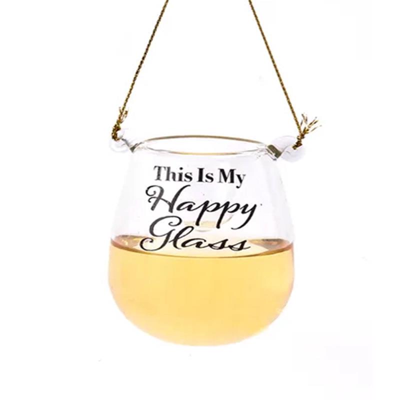 "This IS My Happy Glass" Wine Glass Ornament