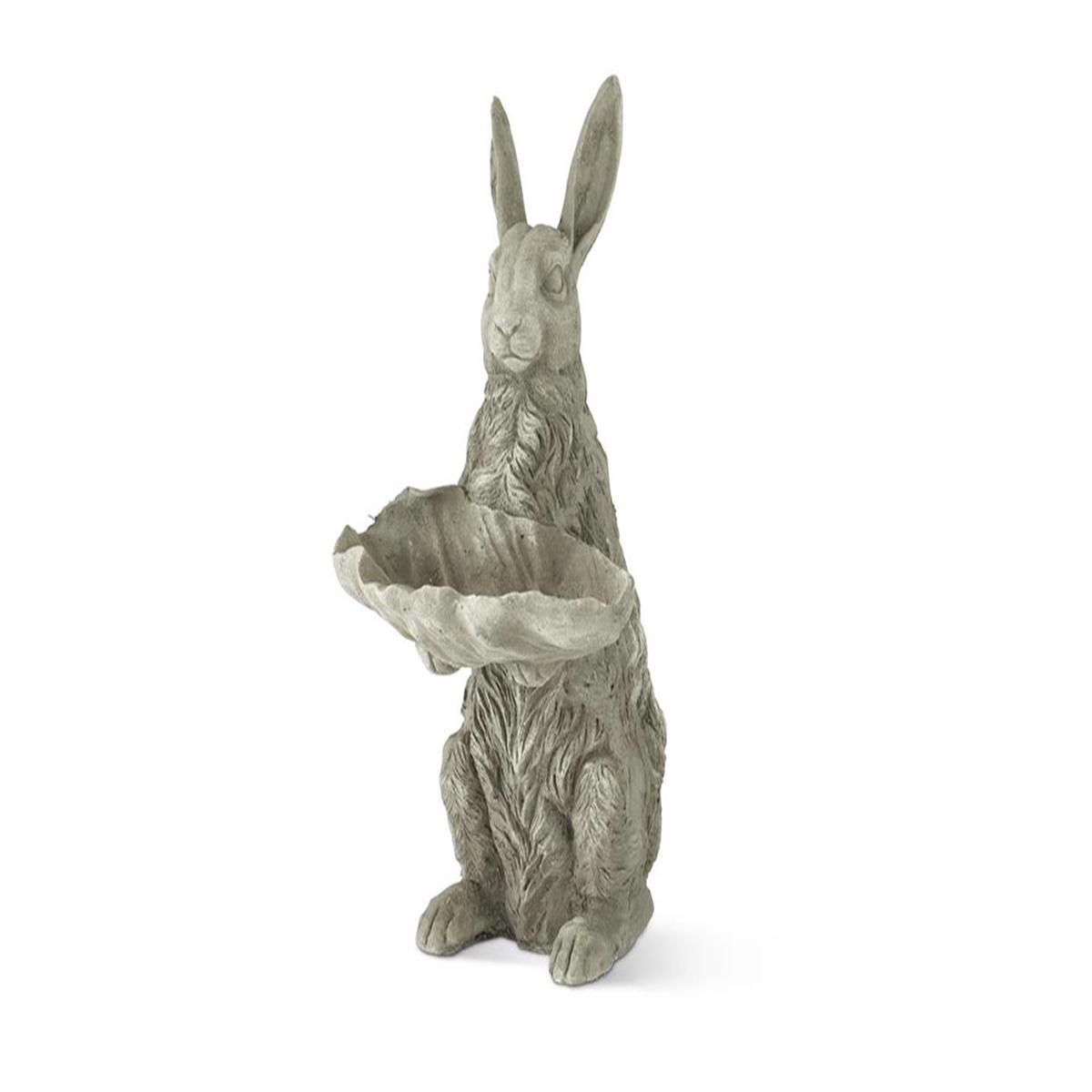 22.5" Stone Garden Rabbit Holding Tray