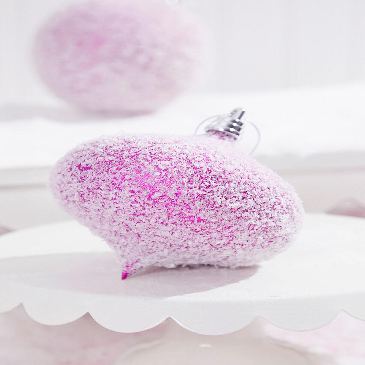 4" Pink White Frosted Onion Ornament  Whimsical Holiday Glass Ornament