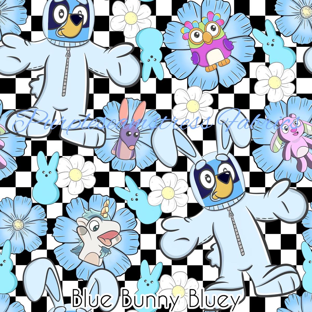 Blue Bunny Bluey  Fabric