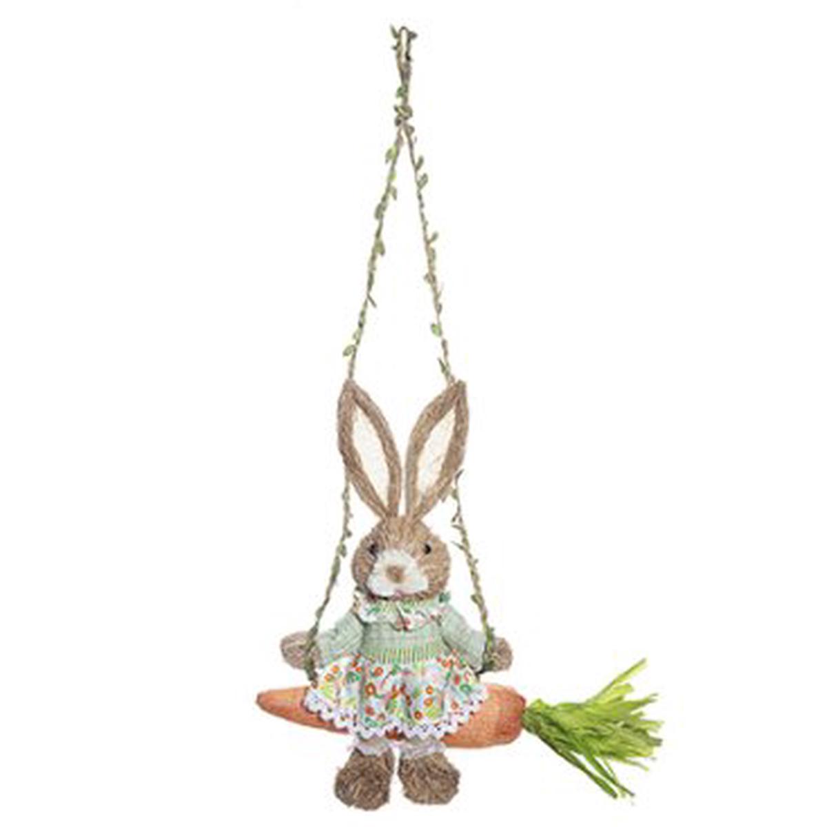 Gracie Rustic Female Bunny on a Carrot Swing (65cm)