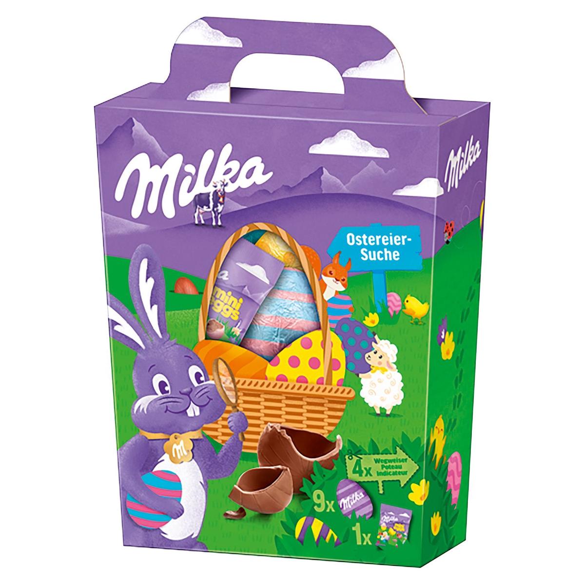 Milka Easter box of 9 foiled eggs and 31g bag of sugar coated mini eggs 160g