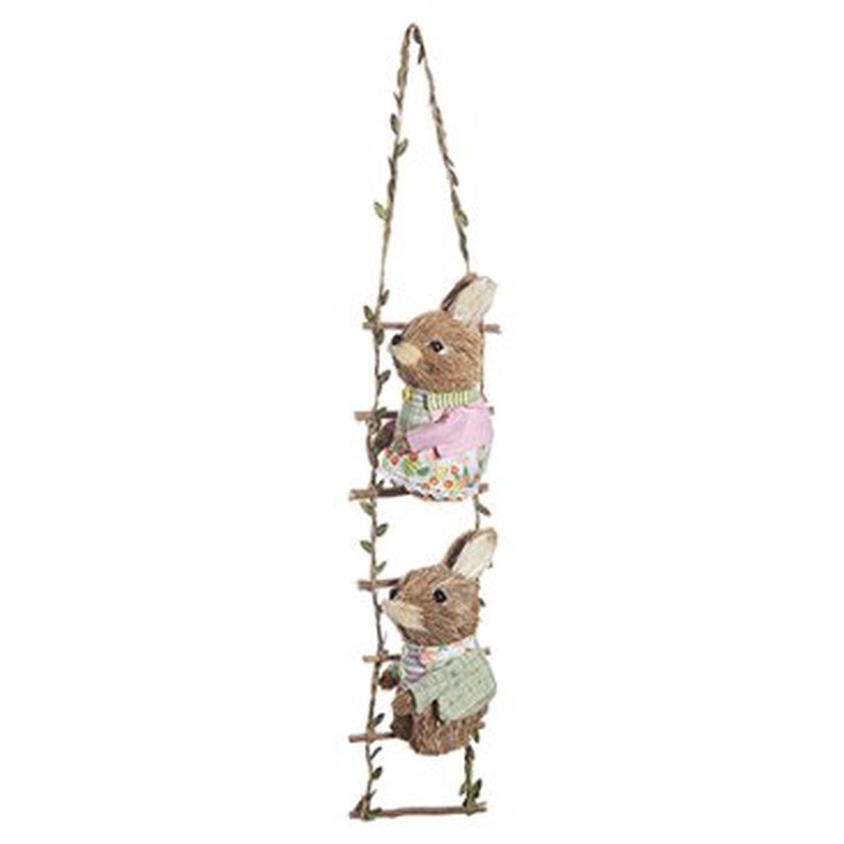 65cm Margot and Mason Two Bunnies Climbing the Rope Ladder