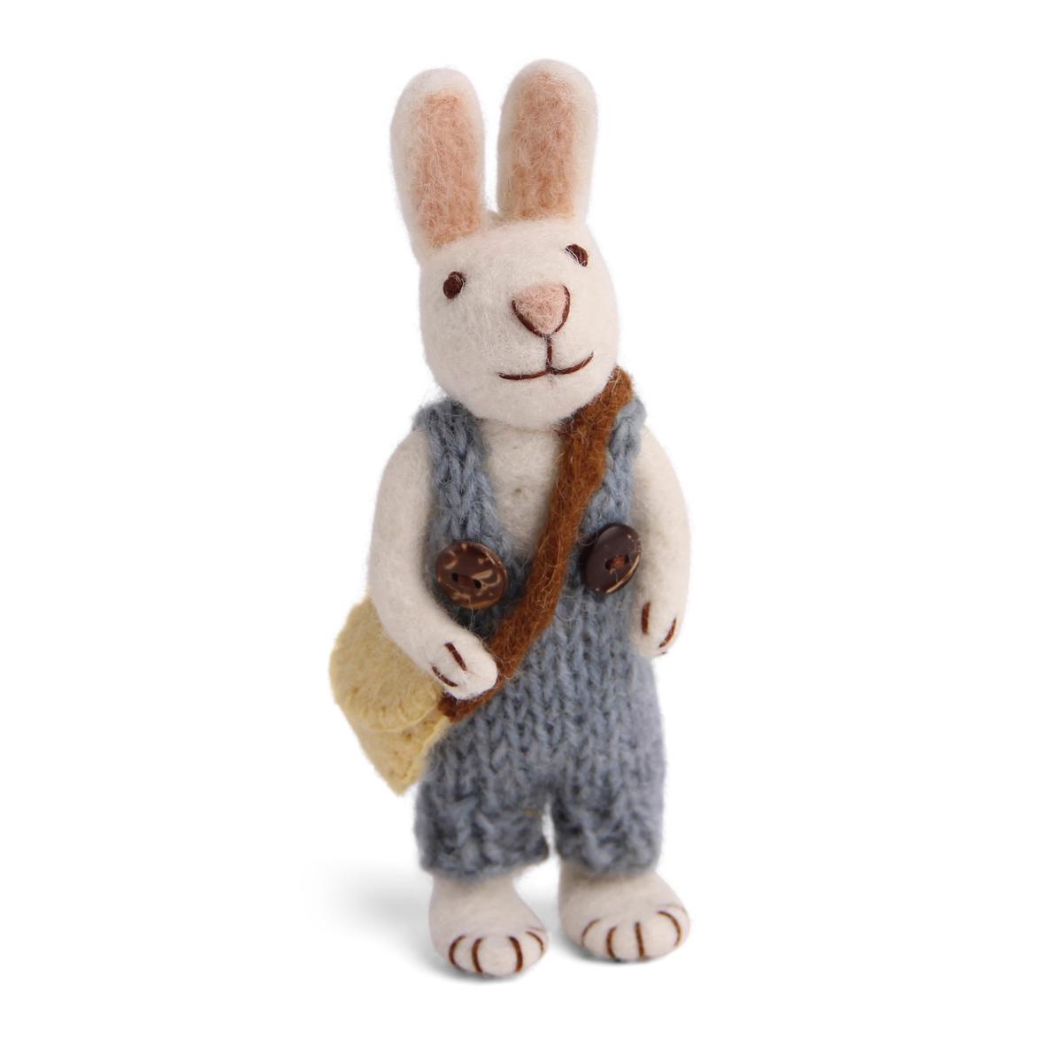 White Bunny with Blue Pants and Bag