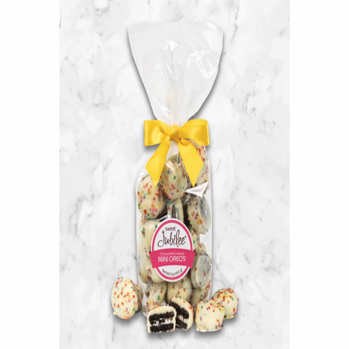 White Chocolate Covered Mini Oreos w/ Sugar Sprinkles