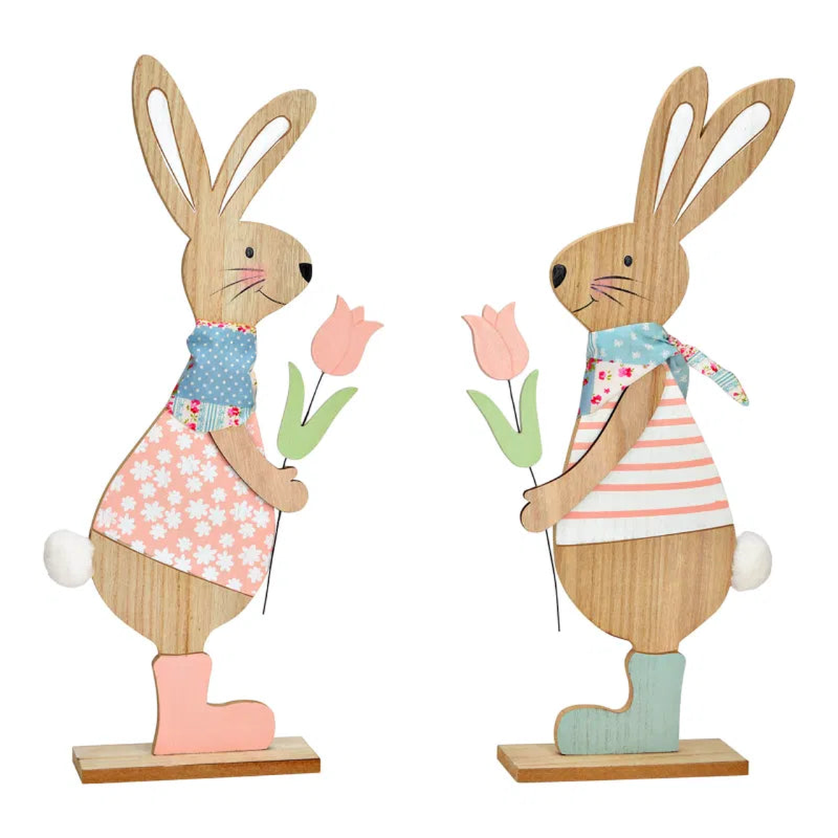 Wooden rabbit display stand pink/pink, (W/H/D) 18x44x6cm
