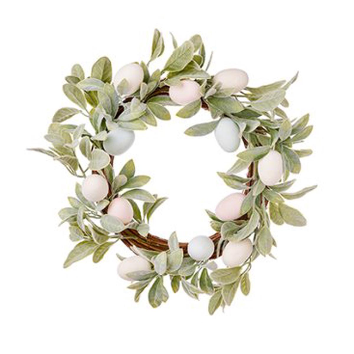 45cm Eucalyptus Wreath with Flocked Eggs