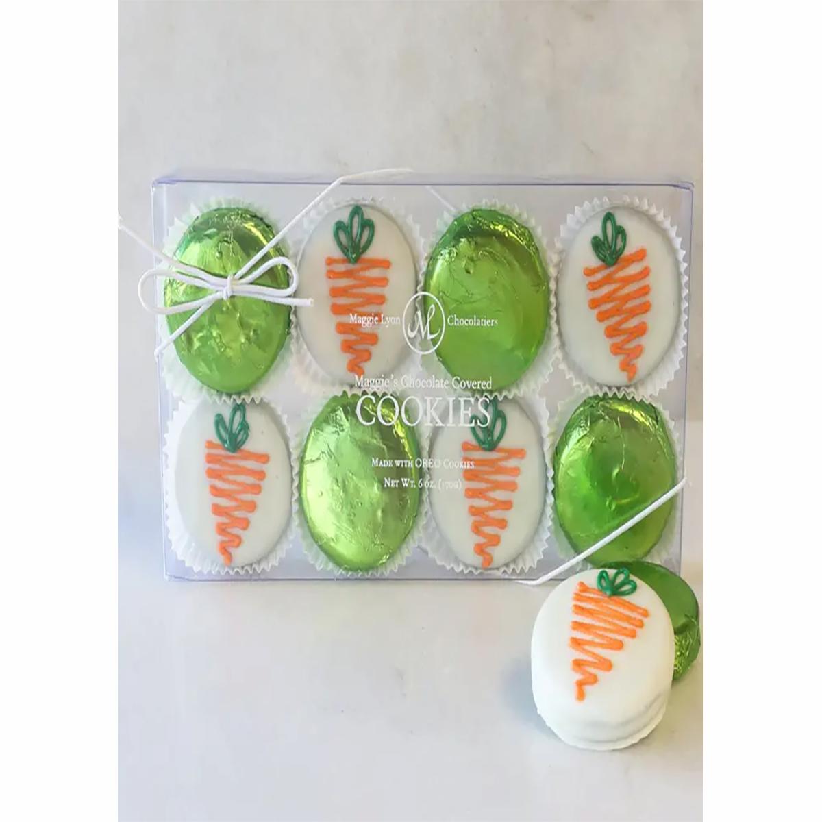 8pc Chocolate Covered Cookies Carrot Design