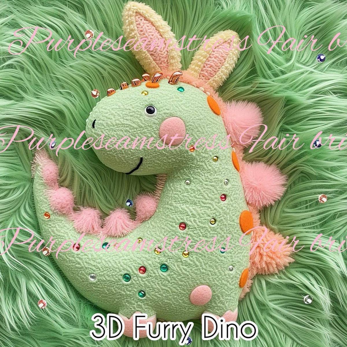 3D Furry Dino  Fabric