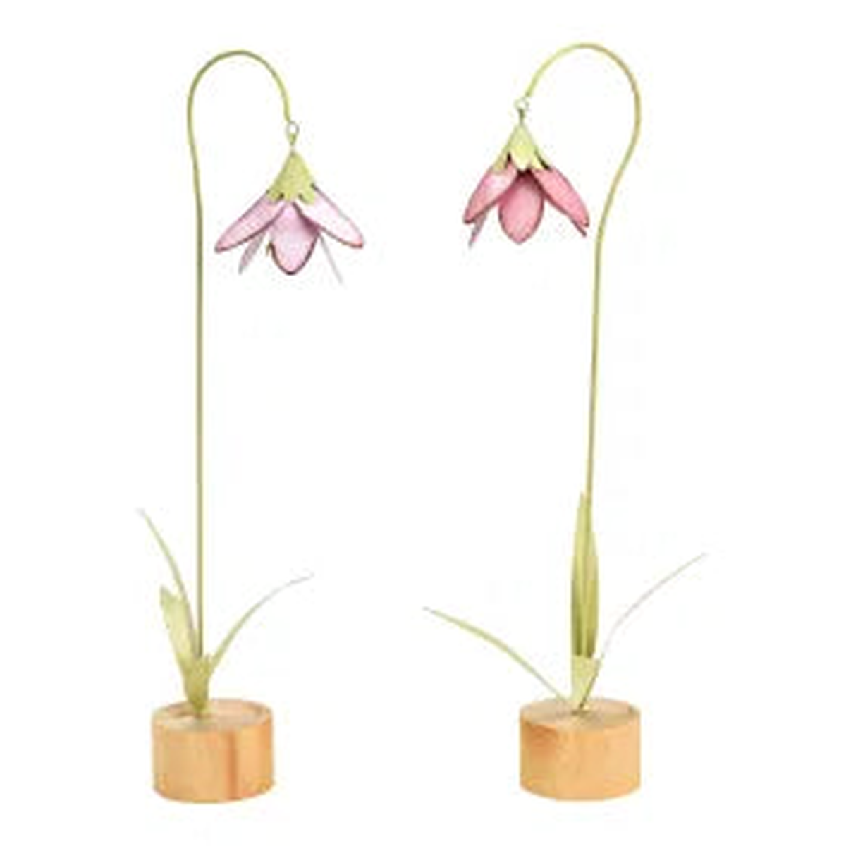 Bellflower on metal stand pink/brown/green 10x40x7cm