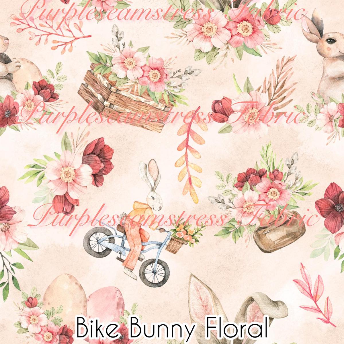 Bike Bunny Floral  Fabric