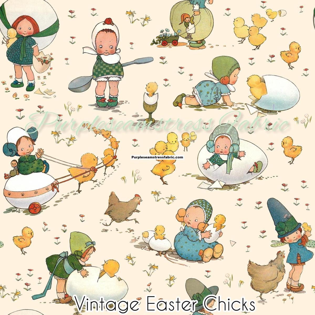 Vintage Easter Chicks  Fabric