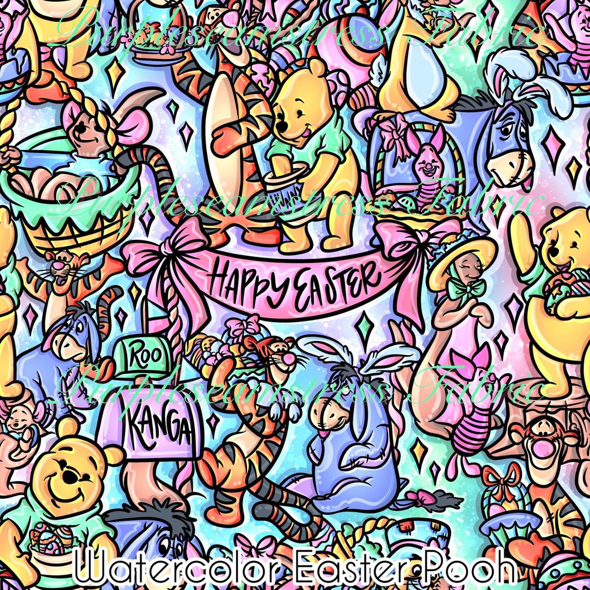 Watercolor Easter Pooh  Fabric