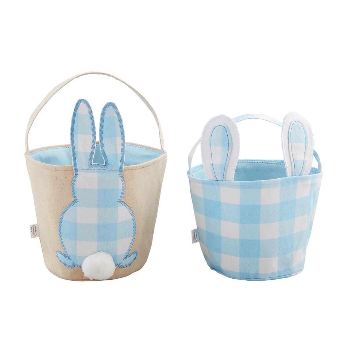 Blue Check Bunny Baskets - Bunny Tail Canvas OR Blue Check with Ears
