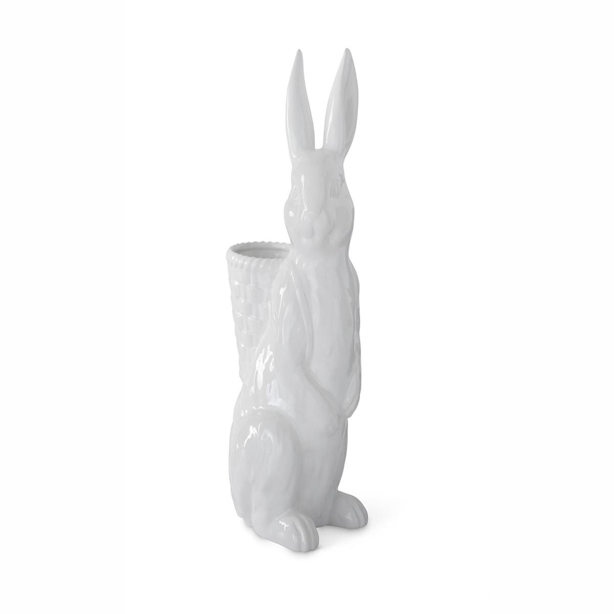 White Ceramic Easter Bunny w/ Backpack