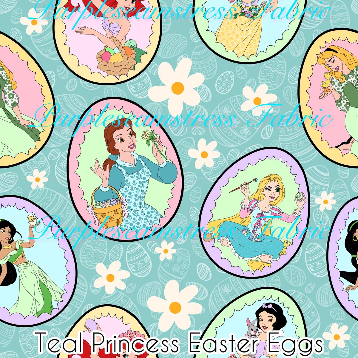 Teal Princess Easter Eggs  Fabric