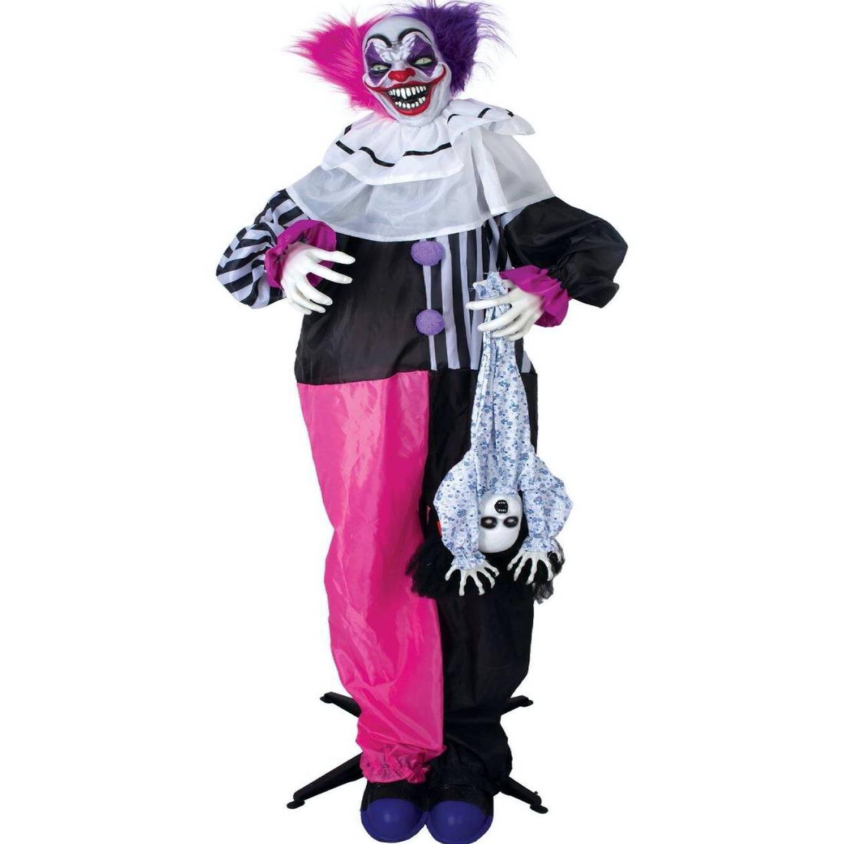 Animated Halloween Horror Clown Decoration with Doll 170cm