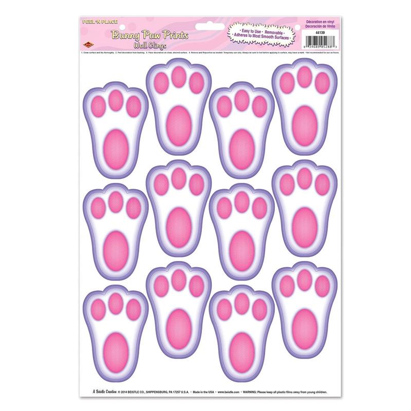 Easter Bunny Paw Prints Peel 'N Place Clings