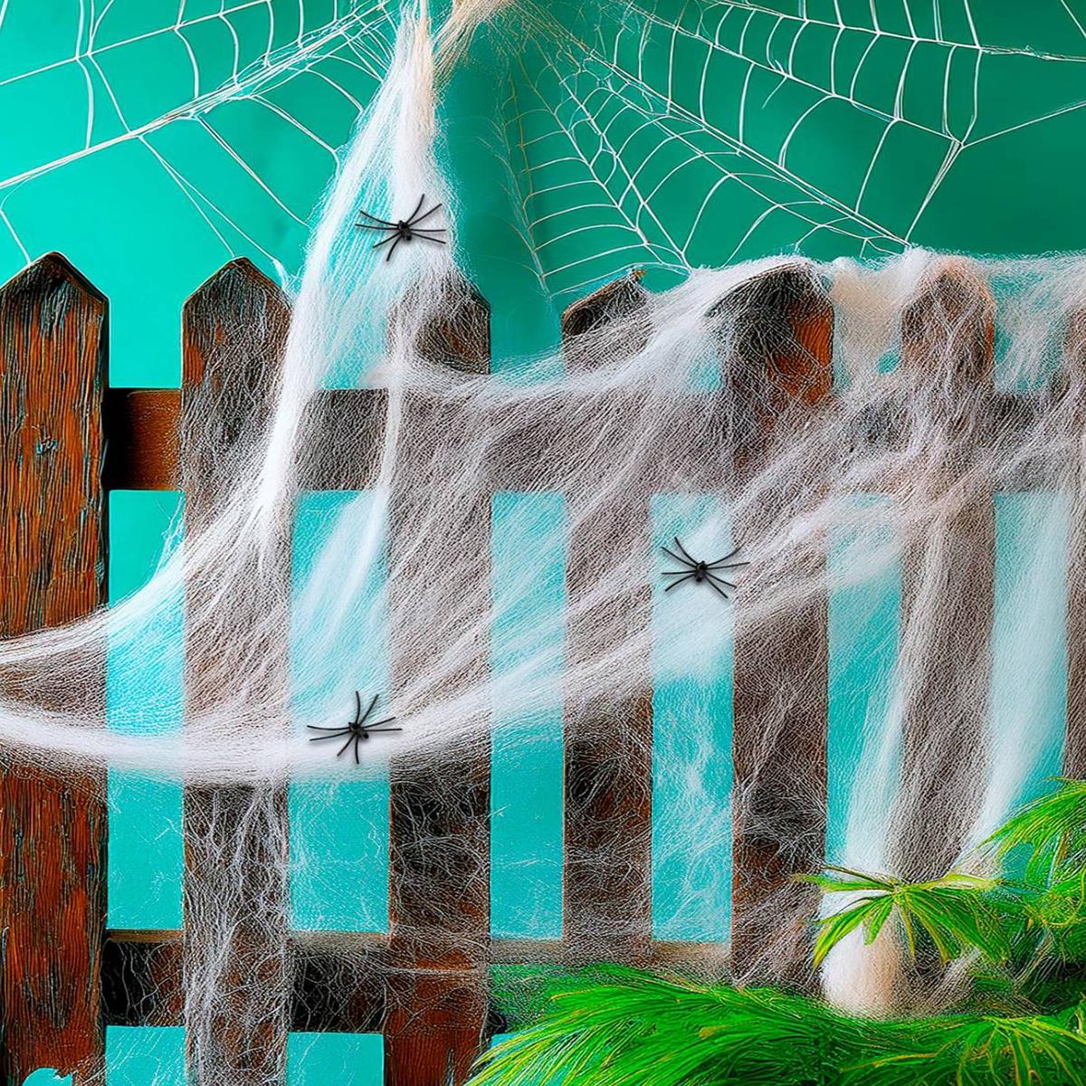 Halloween Decoration White Spider Web 50gr 3 Spiders