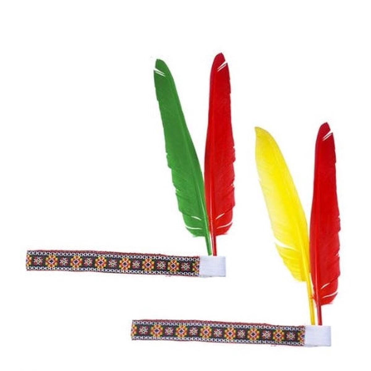 Native American Headband with Colorful Feathers for Halloween and Carnival
