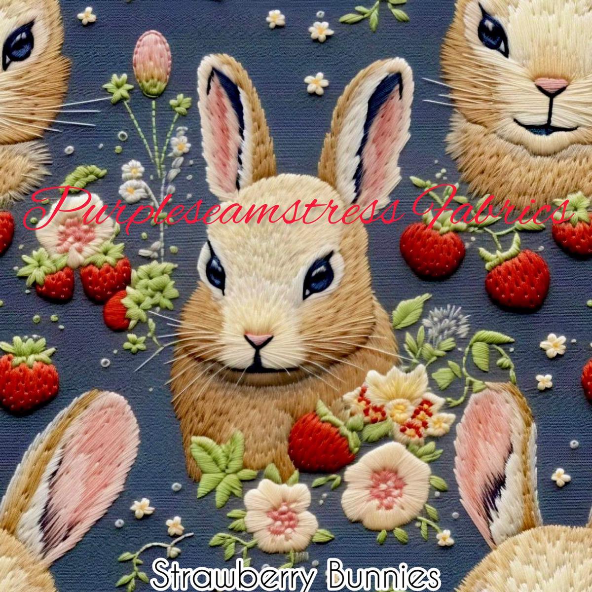 Strawberry Bunnies  Fabric