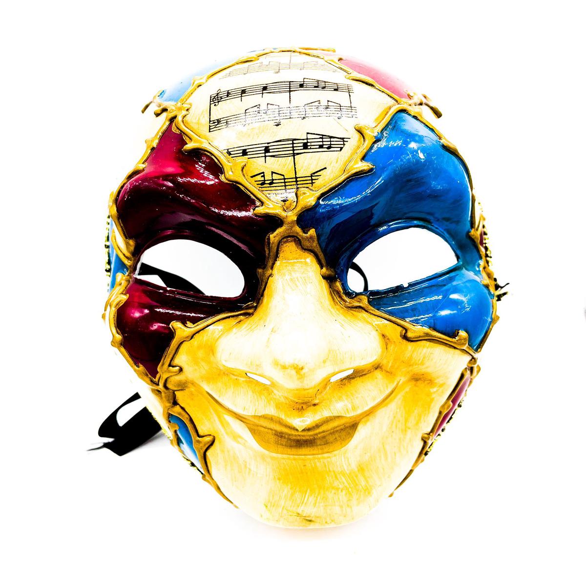 Beige and Blue Venetian Mask Decorated 24cm Carnival Masks