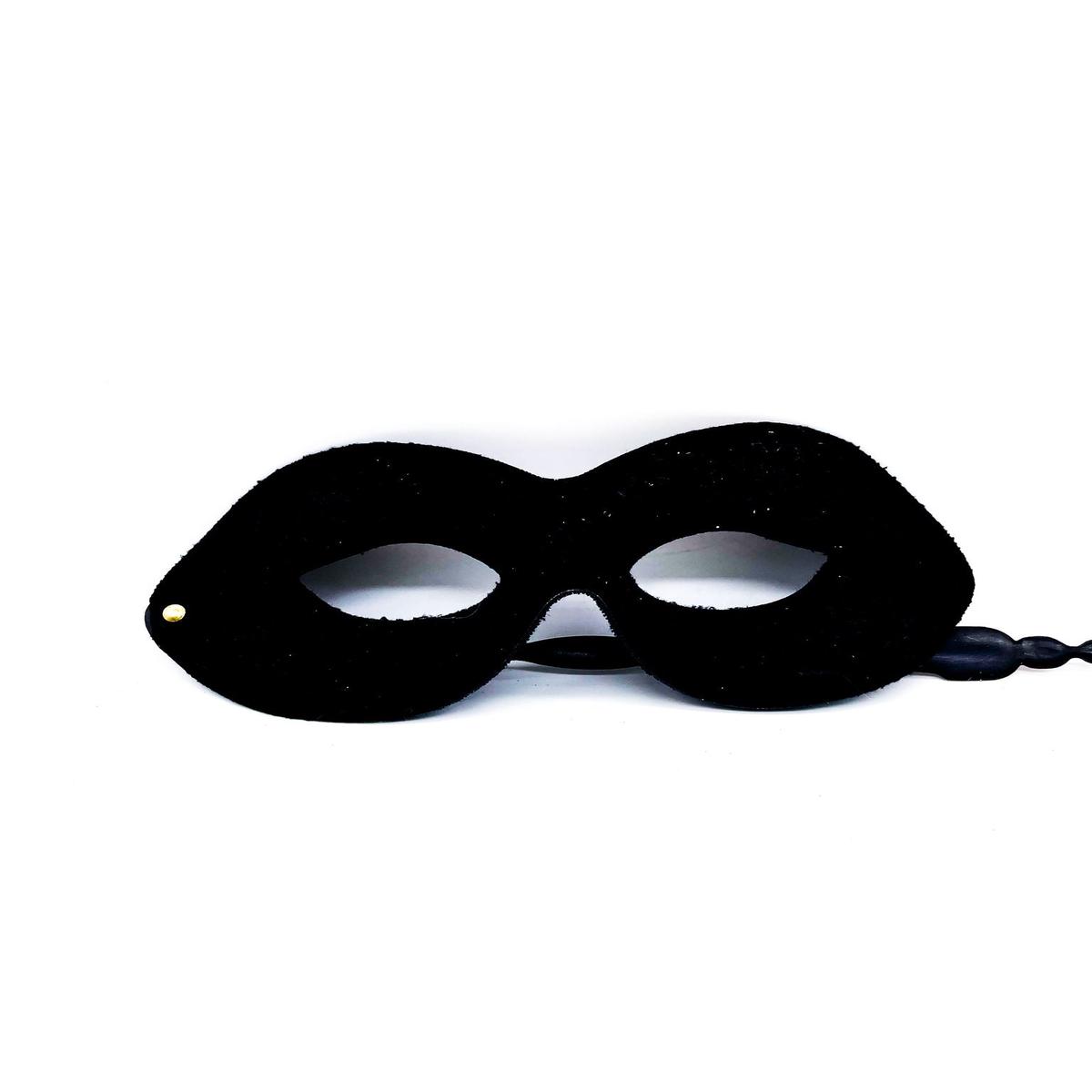 Black Suede Effect Eye Mask with Rod Carnival Masks